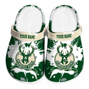 customized milwaukee bucks splatter pattern clog best selling