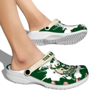 customized milwaukee bucks splatter pattern clog fashion forward