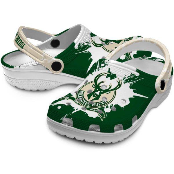 customized milwaukee bucks splatter pattern clog high quality