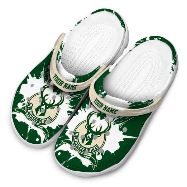 customized milwaukee bucks splatter pattern clog latest model