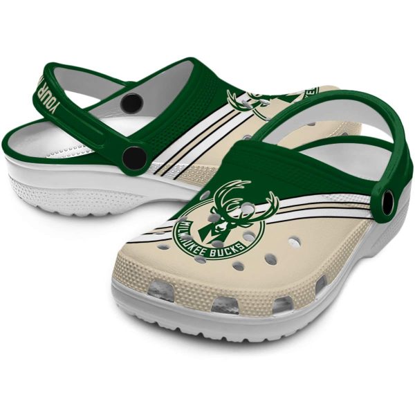 customized milwaukee bucks striped accents clog high quality