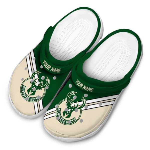 customized milwaukee bucks striped accents clog latest model