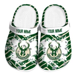 customized milwaukee bucks zigzag paint burst clog best selling