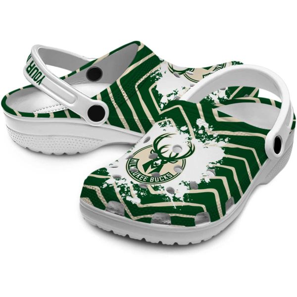 customized milwaukee bucks zigzag paint burst clog high quality