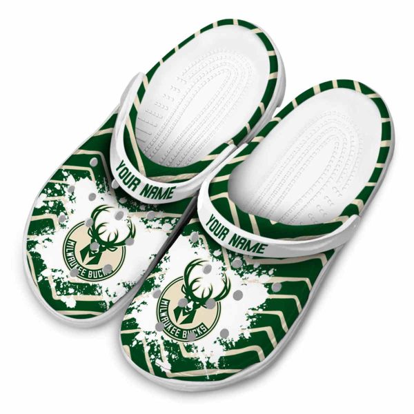 customized milwaukee bucks zigzag paint burst clog latest model