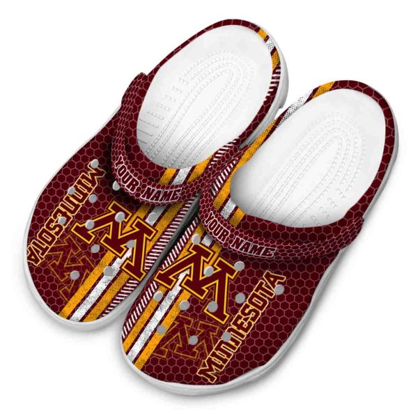 customized minnesota golden gophers contrasting stripes clog latest model