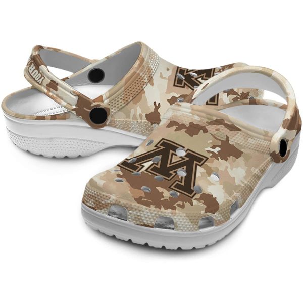 customized minnesota golden gophers desert camo clog high quality