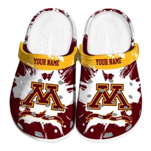 customized minnesota golden gophers splatter pattern clog best selling