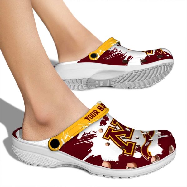customized minnesota golden gophers splatter pattern clog fashion forward
