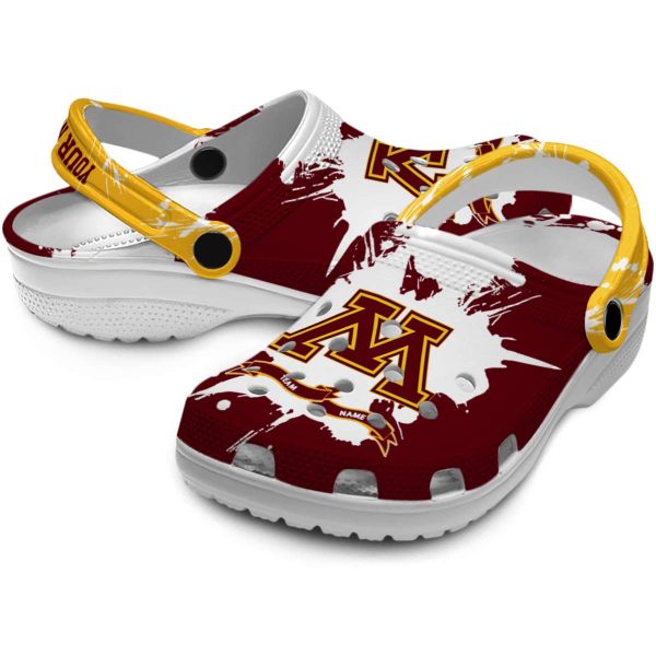 customized minnesota golden gophers splatter pattern clog high quality