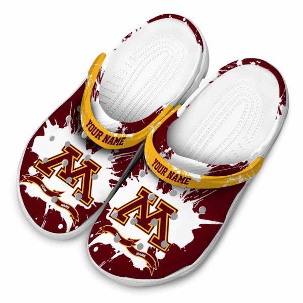 customized minnesota golden gophers splatter pattern clog latest model
