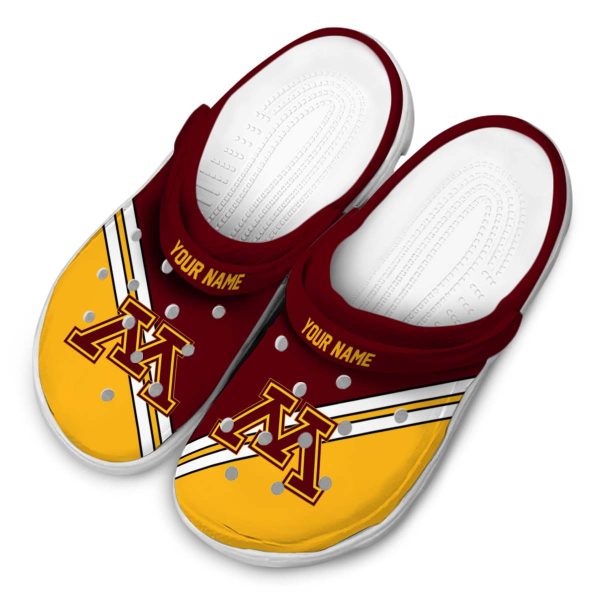 customized minnesota golden gophers striped accents clog latest model
