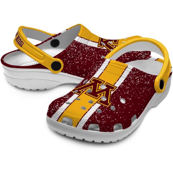 customized minnesota golden gophers vertical stripes clog high quality