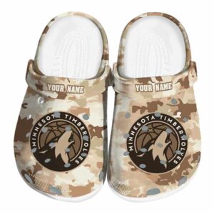 customized minnesota timberwolves desert camo clog best selling