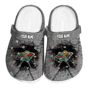 customized minnesota wild cracked ground texture clog best selling