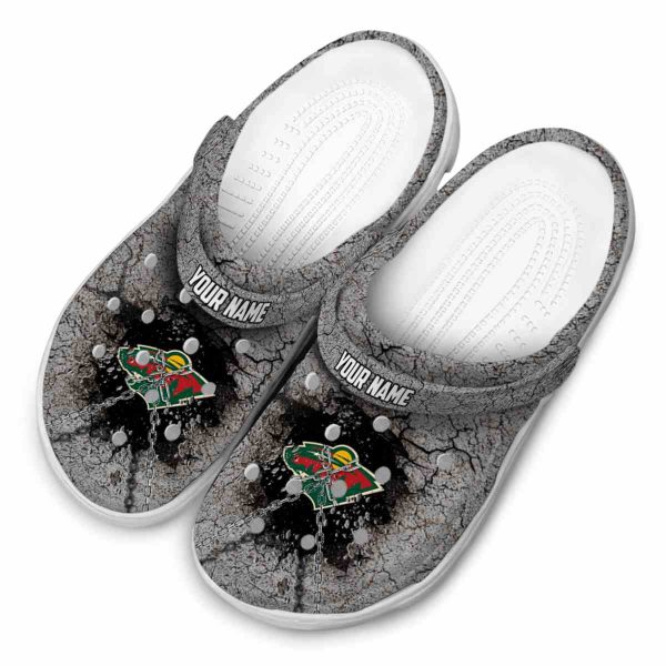 customized minnesota wild cracked ground texture clog latest model