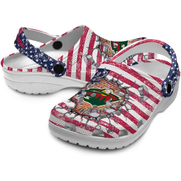 customized minnesota wild freedom splinter clog high quality