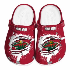 customized minnesota wild splash motif background clog best selling