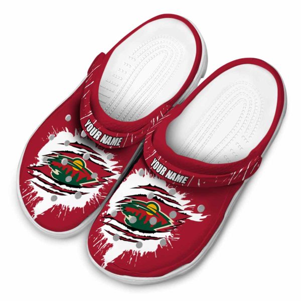 customized minnesota wild splash motif background clog latest model