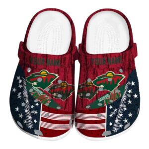 customized minnesota wild star spangled side pattern clog best selling