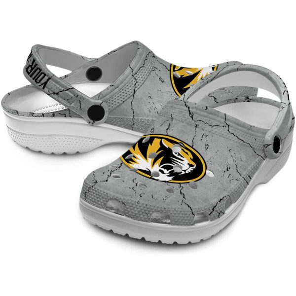 customized missouri tigers cracked texture clog high quality