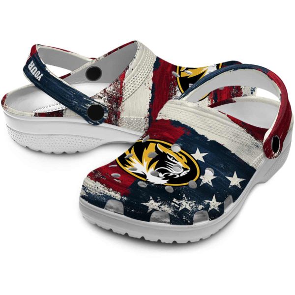 customized missouri tigers patriotic stripes clog high quality