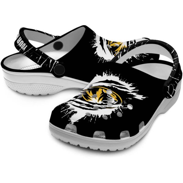 customized missouri tigers splash motif background clog high quality