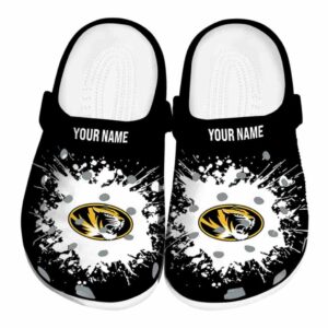 customized missouri tigers splatter background clog best selling