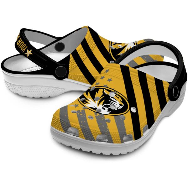 customized missouri tigers star spangled graphic clog high quality