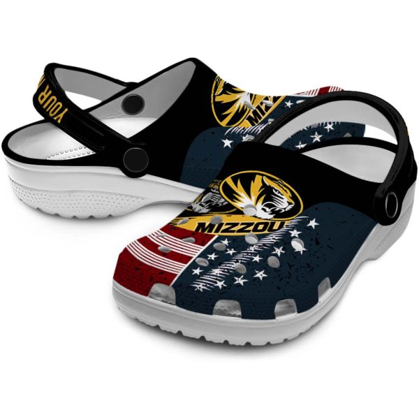 customized missouri tigers star spangled side pattern clog high quality
