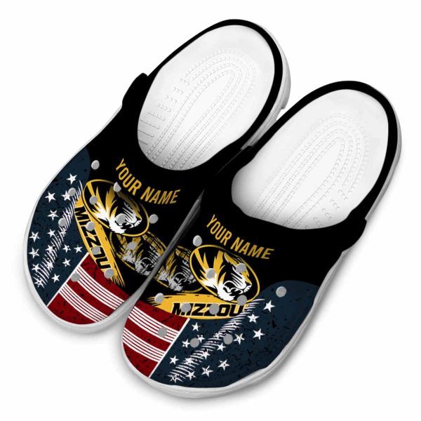 customized missouri tigers star spangled side pattern clog latest model