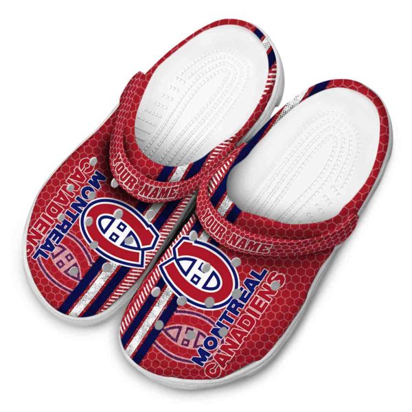 customized montreal canadiens contrasting stripes clog latest model