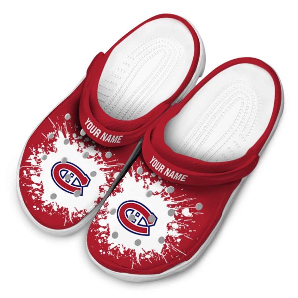 customized montreal canadiens splatter background clog latest model