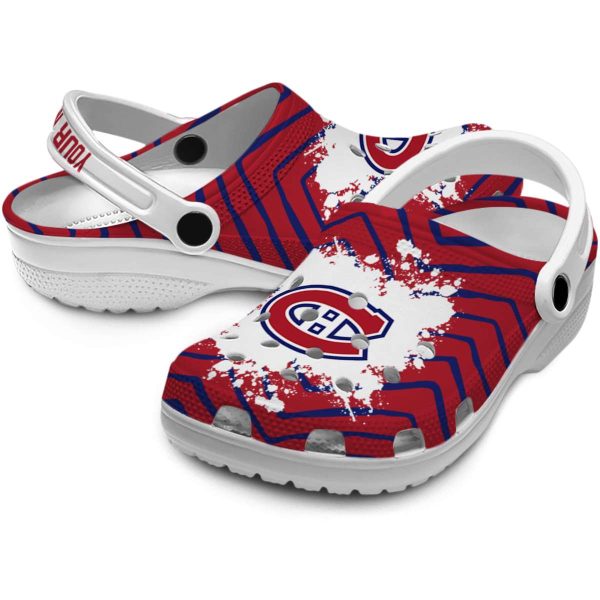 customized montreal canadiens zigzag paint burst clog high quality