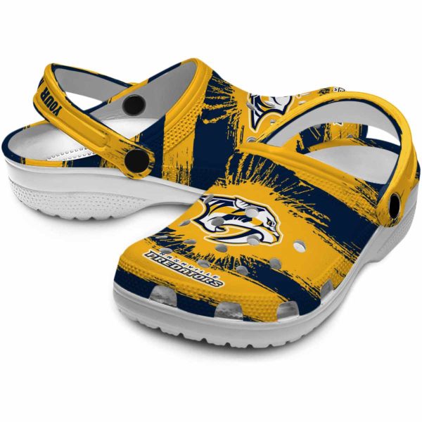 customized nashville predators paint splatter graphics clog high quality