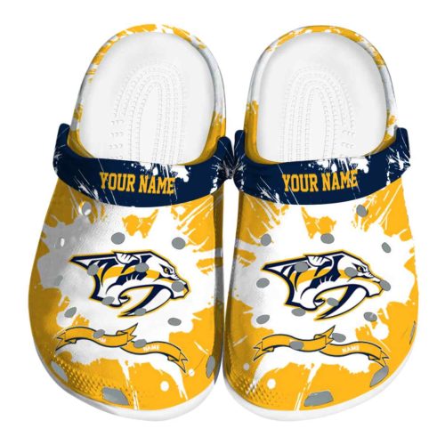 customized nashville predators splatter pattern clog best selling