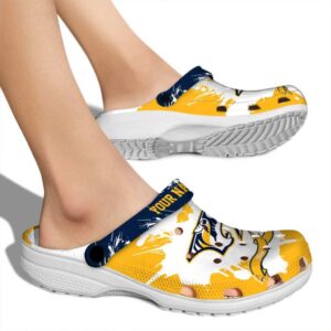 customized nashville predators splatter pattern clog fashion forward