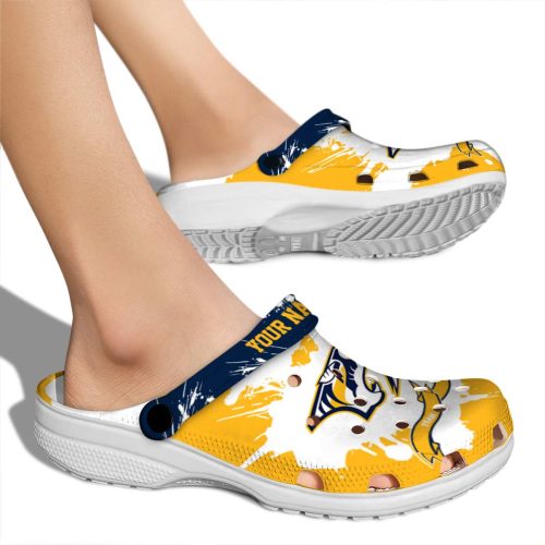 customized nashville predators splatter pattern clog fashion forward