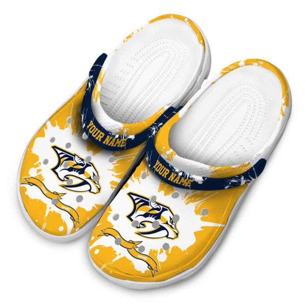 customized nashville predators splatter pattern clog latest model