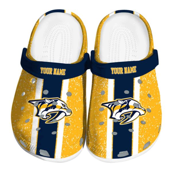 customized nashville predators vertical stripes clog best selling