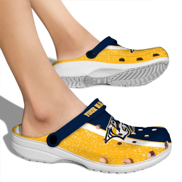 customized nashville predators vertical stripes clog fashion forward