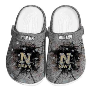 customized navy midshipmen cracked ground texture clog best selling