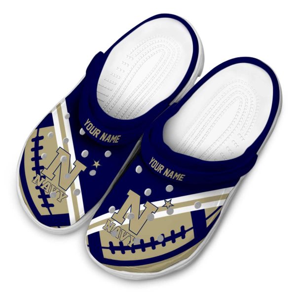customized navy midshipmen football motif clog latest model