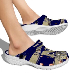 customized navy midshipmen paint splatter graphics clog fashion forward