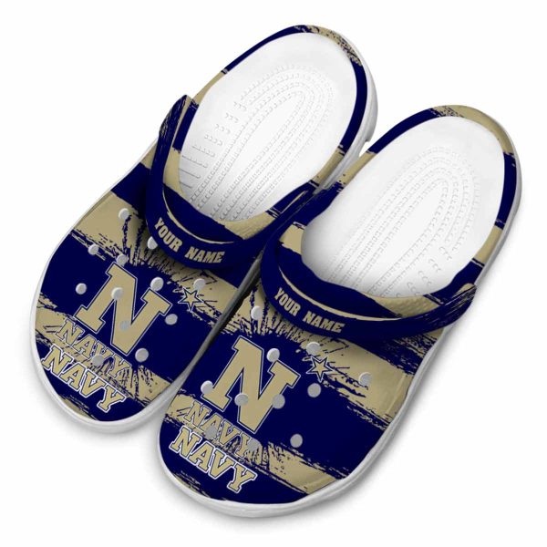 customized navy midshipmen paint splatter graphics clog latest model