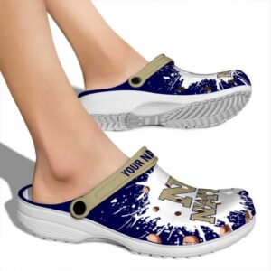 customized navy midshipmen splash art clog fashion forward