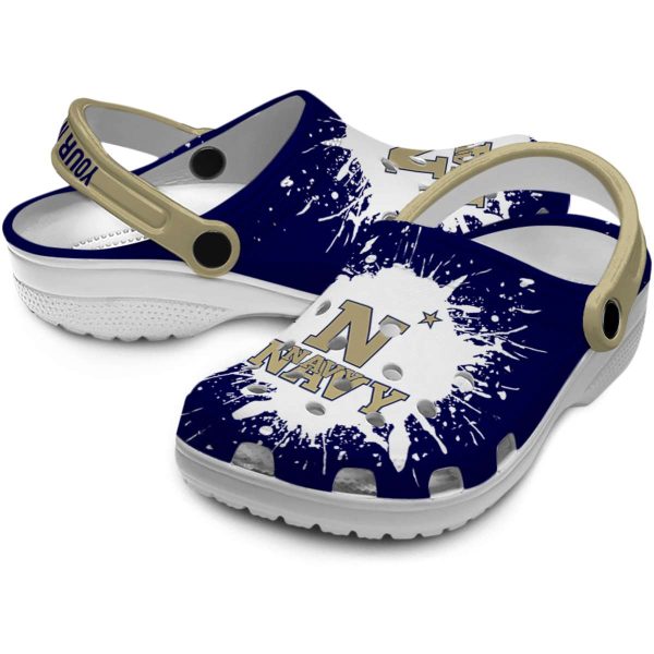 customized navy midshipmen splash art clog high quality