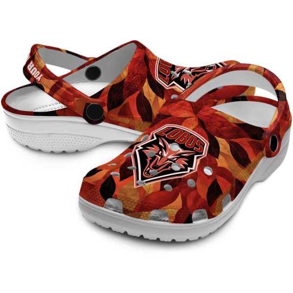 customized new mexico lobos autumn leaves clog high quality