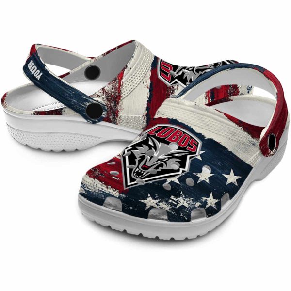 customized new mexico lobos patriotic stripes clog high quality