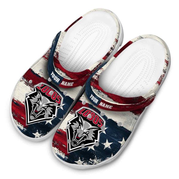 customized new mexico lobos patriotic stripes clog latest model